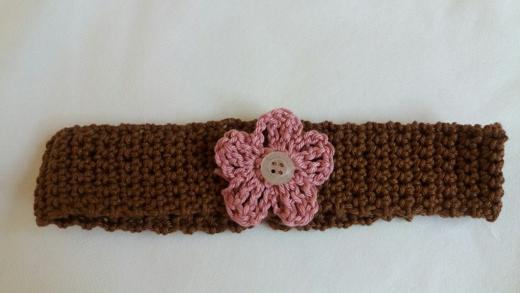Headband brwon old pink flower