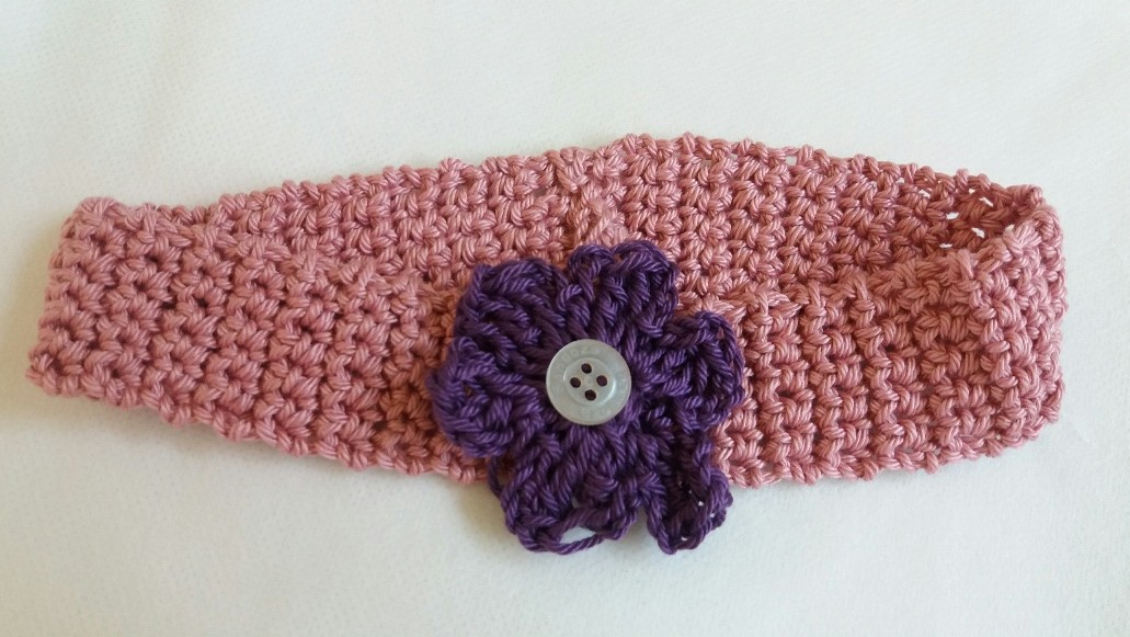 Headband old pink and purple flower